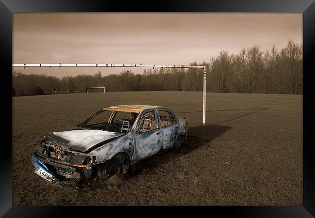 Stolen Car Sepia Effect Framed Print by Dan Davidson