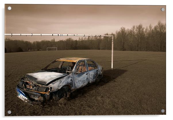 Stolen Car Sepia Effect Acrylic by Dan Davidson