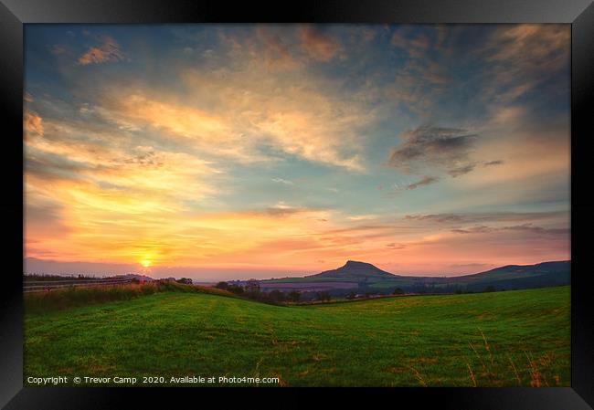Sunset over Roseberry Framed Print by Trevor Camp