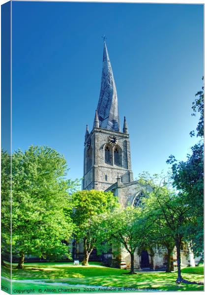 The Crooked Spire Chesterfield  Canvas Print by Alison Chambers