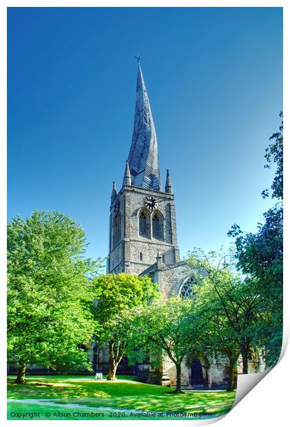 The Crooked Spire Chesterfield  Print by Alison Chambers