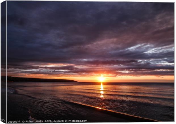 First light at Filey Canvas Print by Richard Perks