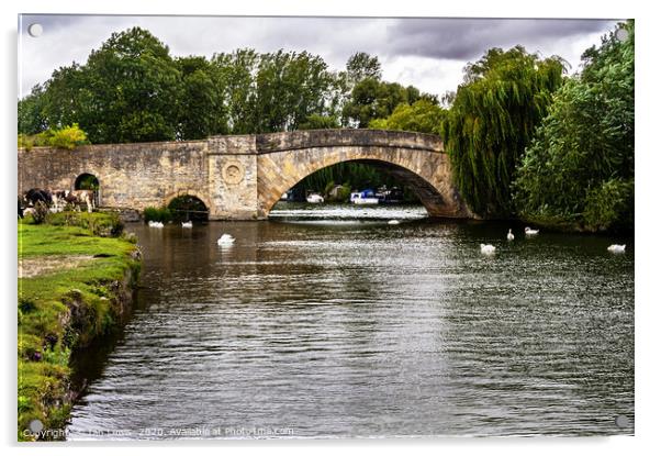 Halfpenny Bridge Lechlade Acrylic by Ian Lewis