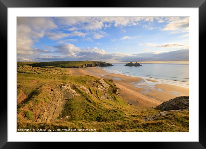 Evening light (Holywell Bay) Framed Mounted Print by Andrew Ray