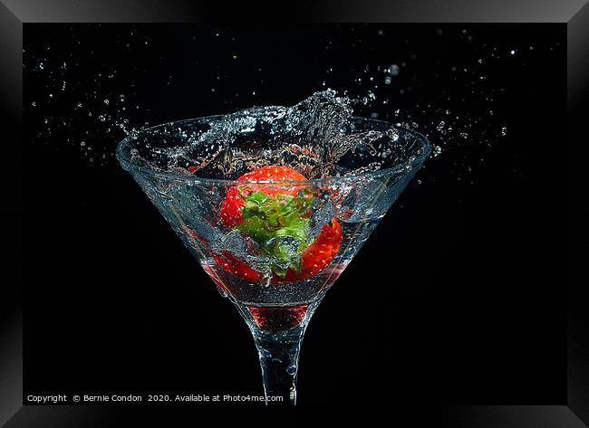 Strawberry Splash Framed Print by Bernie Condon