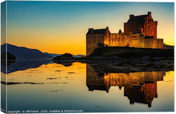 Sunset at Eilean Donan Castle, Highlands, Scotland Canvas Print by Scotland's Scenery