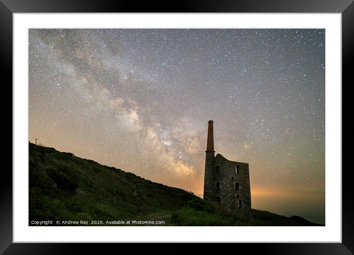 Milky Way over Wheal Prosper (Rinsey) Framed Mounted Print by Andrew Ray