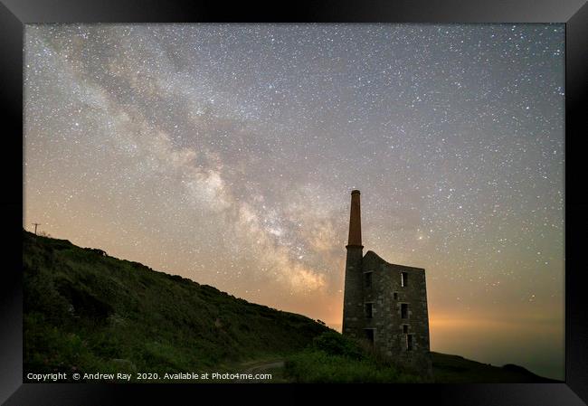 Milky Way over Wheal Prosper (Rinsey) Framed Print by Andrew Ray