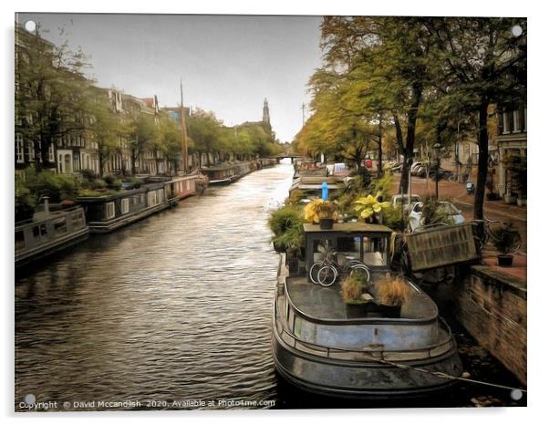 Canal Life Amsterdam Acrylic by David Mccandlish
