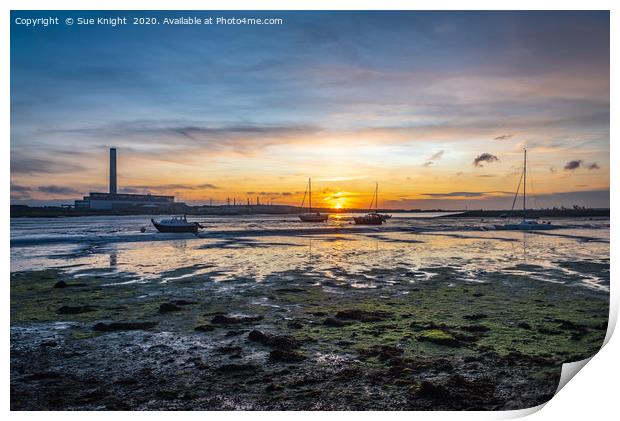 Sunset at Calshot, Hampshire Print by Sue Knight