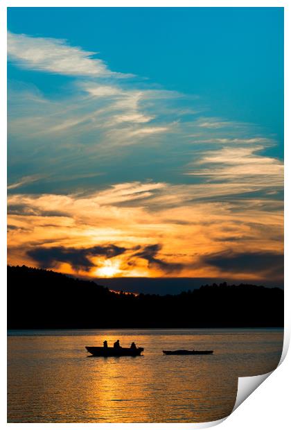 Majestic Sunset Silhouette - Family fishing Print by Blok Photo 
