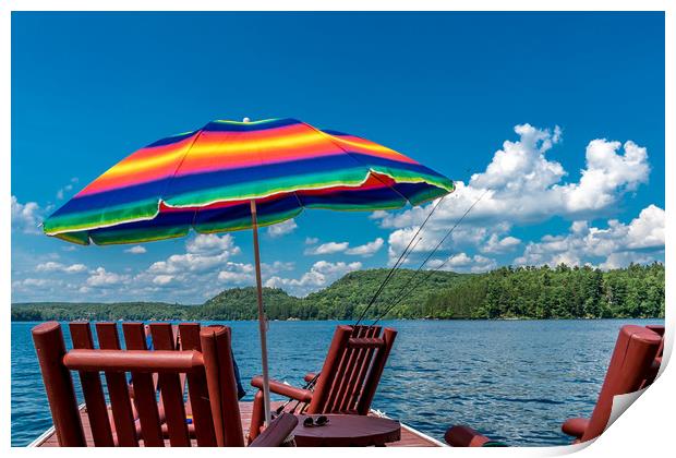 Rainbow Umbrella Lakeside Print by Blok Photo 