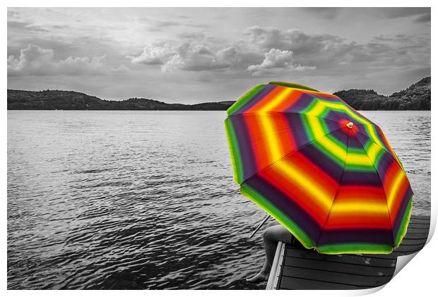 Standout Rainbow Umbrella  Print by Blok Photo 