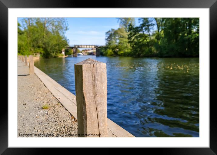 Mooring post on the River Bure, Wroxham Framed Mounted Print by Chris Yaxley