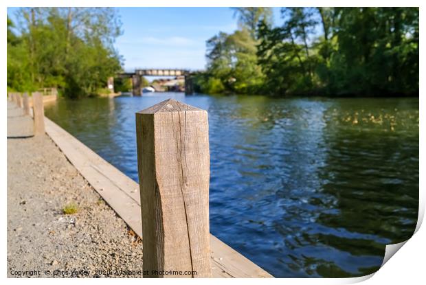 Mooring post on the River Bure, Wroxham Print by Chris Yaxley