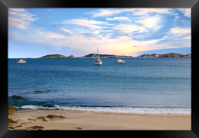 View from St Mary's to Samson, Scilly Isles Framed Print by Simon Marlow