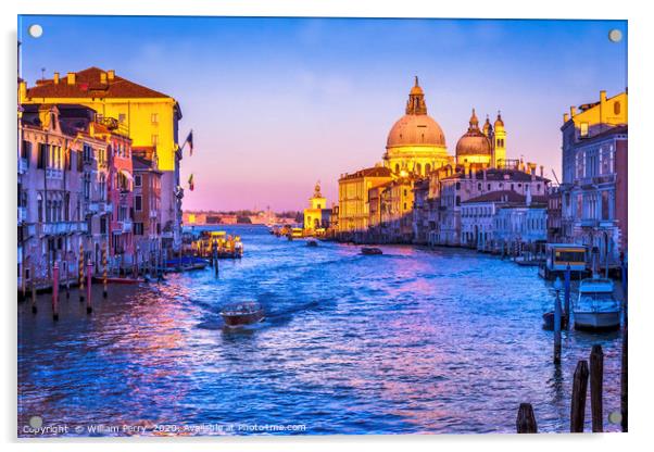 Colorful Grand Canal Salut Church Sunset Venice It Acrylic by William Perry