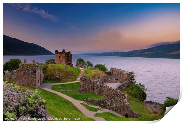 Castle Urquhart at sunset Print by Scotland's Scenery