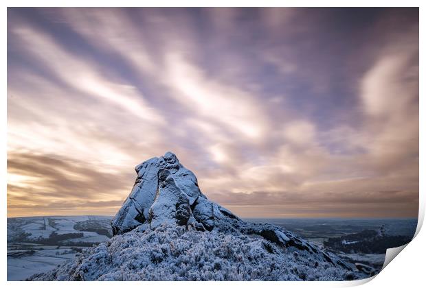 Ramshaw Rocks Winter Sunrise Print by John Finney