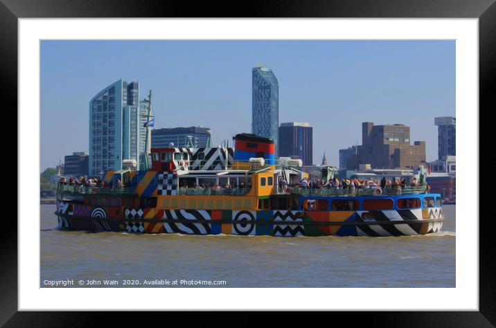 Mersey Ferry (Original Digital Art) Framed Mounted Print by John Wain
