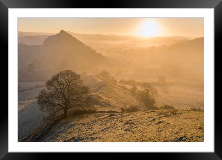 Parkhouse Hill sunrise from Chrome hill Framed Mounted Print by John Finney