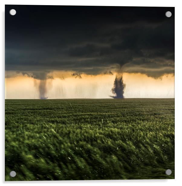 Sister Tornadoes in a Ferocious Storm Acrylic by John Finney