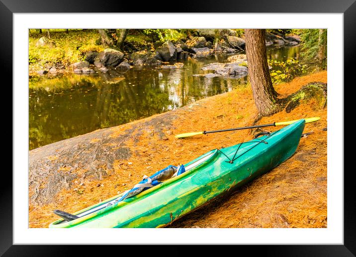 Autumn Riverside Kayak Framed Mounted Print by Blok Photo 