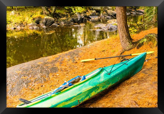 Autumn Riverside Kayak Framed Print by Blok Photo 