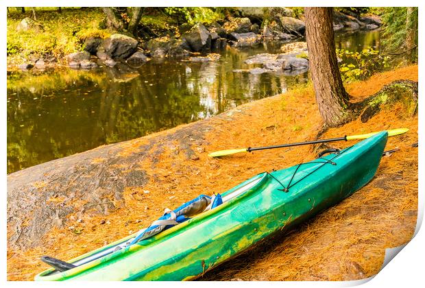 Autumn Riverside Kayak Print by Blok Photo 