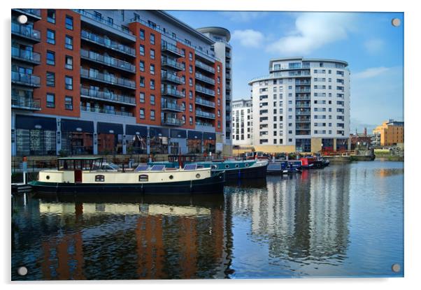 Narrowboats at Leeds Dock                          Acrylic by Darren Galpin