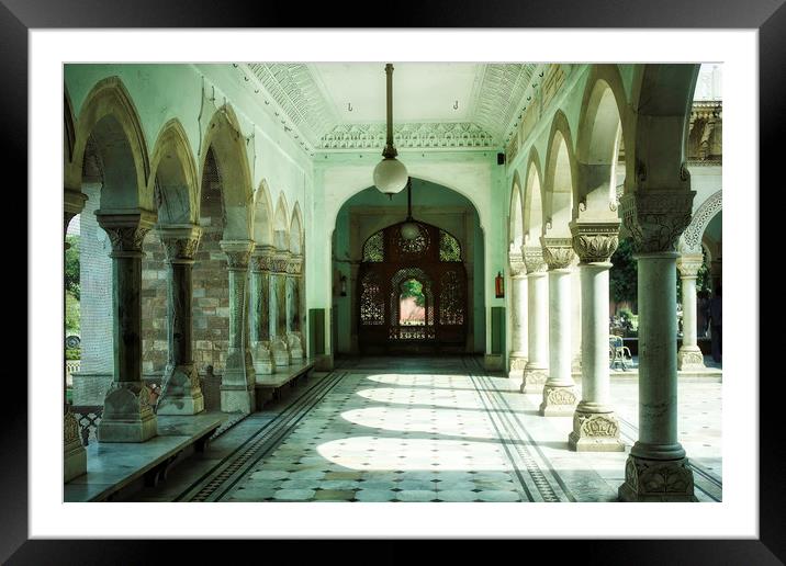 Jaipur, India: Interior corridor of Indian archite Framed Mounted Print by Arpan Bhatia