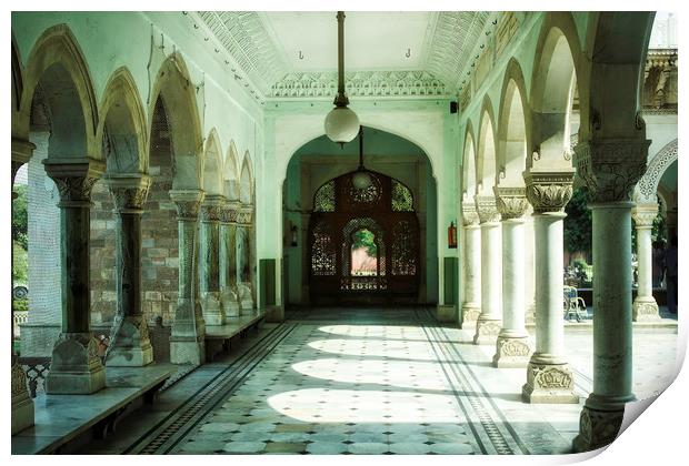 Jaipur, India: Interior corridor of Indian archite Print by Arpan Bhatia