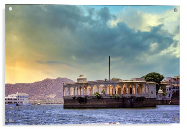 Udaipur, India : Architecture built within Lake Pi Acrylic by Arpan Bhatia