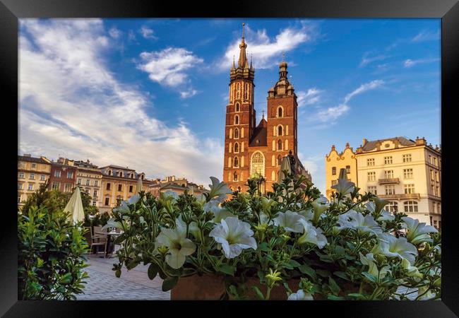 Krakow, Poland : Flower before famous church in th Framed Print by Arpan Bhatia