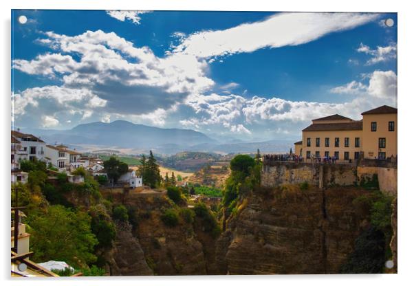 Ronda, Spain - Wide angle view of famous Ronda vil Acrylic by Arpan Bhatia