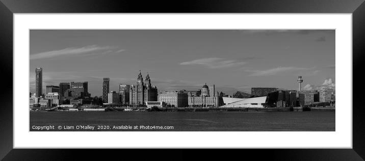 Summer Liverpool Waterfront in Black and White Framed Mounted Print by Liam Neon