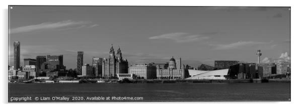 Summer Liverpool Waterfront in Black and White Acrylic by Liam Neon