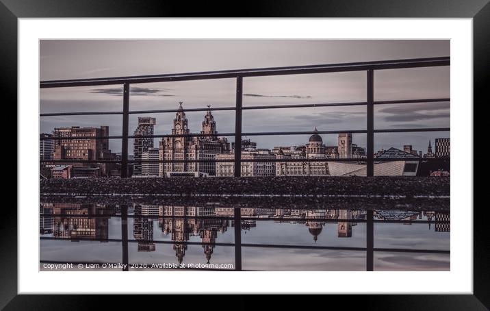 Reflections of Liverpool Framed Mounted Print by Liam Neon