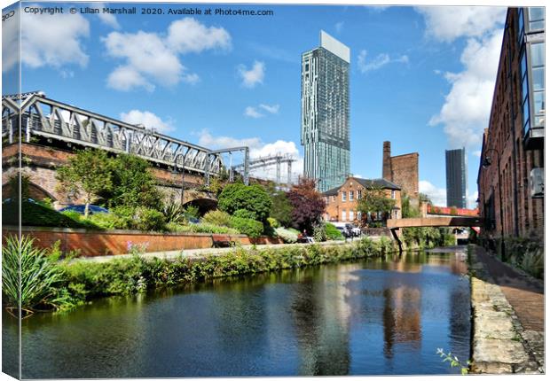 Canalside at Castlefields Manchester. Canvas Print by Lilian Marshall