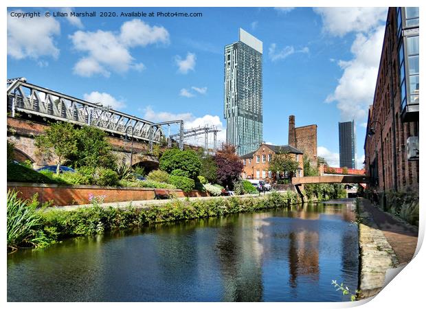 Canalside at Castlefields Manchester. Print by Lilian Marshall