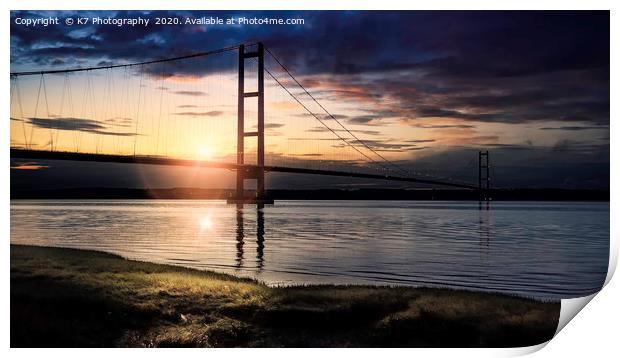 Humber Bridge Sunset Print by K7 Photography