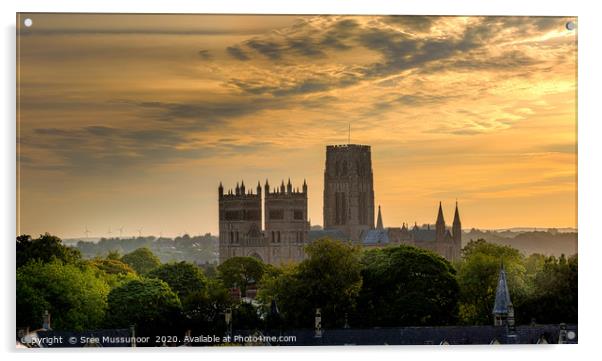 Durham Cathedral Sunrise Acrylic by Sree Mussunoor