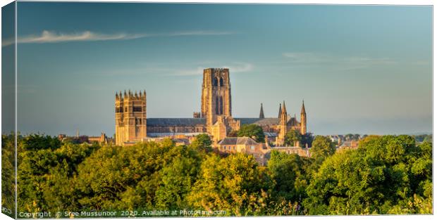Durham cathedral at golden hour Canvas Print by Sree Mussunoor