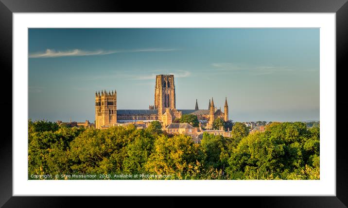 Durham cathedral at golden hour Framed Mounted Print by Sree Mussunoor