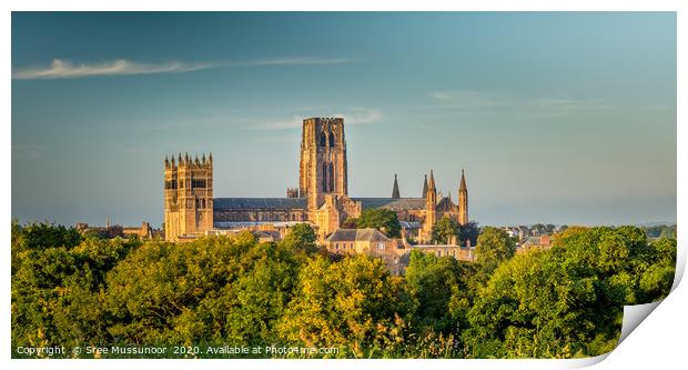 Durham cathedral at golden hour Print by Sree Mussunoor