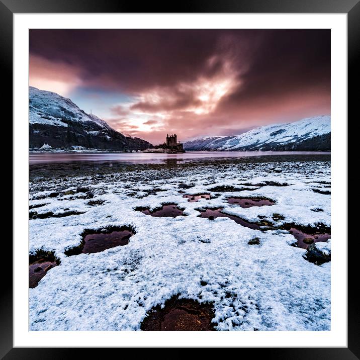 Eilean Donan Castle Winter sunset, Scotland  Framed Mounted Print by John Finney