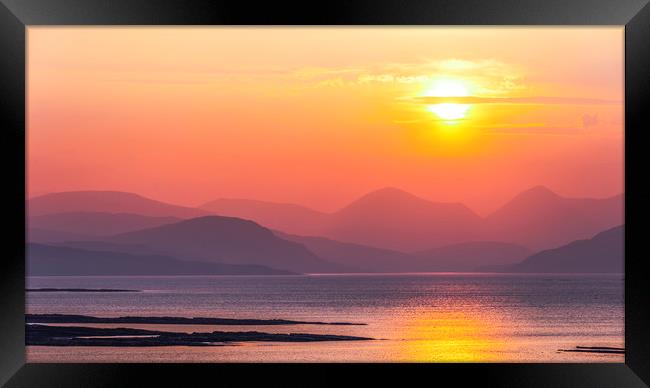 Sunset over the Isle of Skye, Scottish Highlands. Framed Print by John Finney
