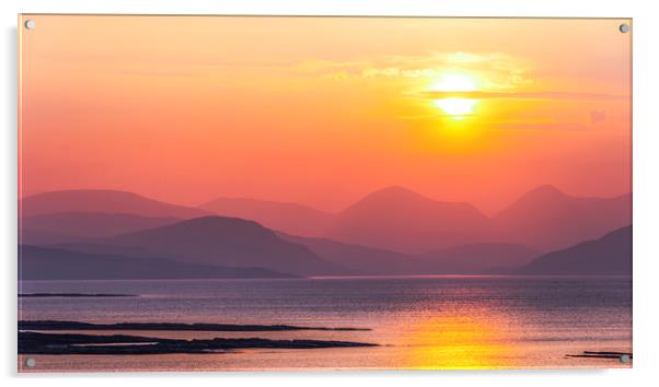 Sunset over the Isle of Skye, Scottish Highlands. Acrylic by John Finney