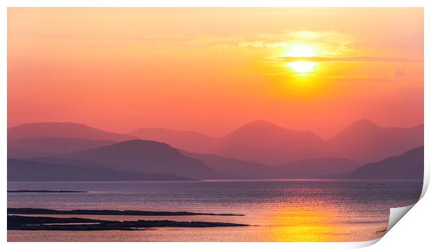 Sunset over the Isle of Skye, Scottish Highlands. Print by John Finney