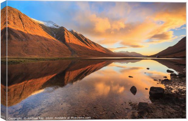 Last light at Loch Etive Canvas Print by Andrew Ray